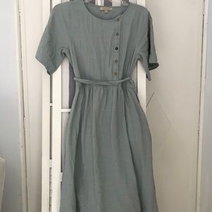 Roolee Polagram side-button midi dress blue/green